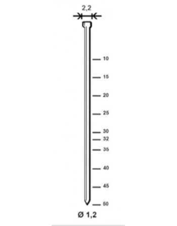 Pointe J tête homme galva de 10 mm - boîte de 14 000