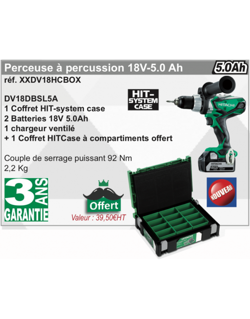 Perceuse à percussion Visseuse 18V Li-ion - DV 18DBSL 5A - HITACHI