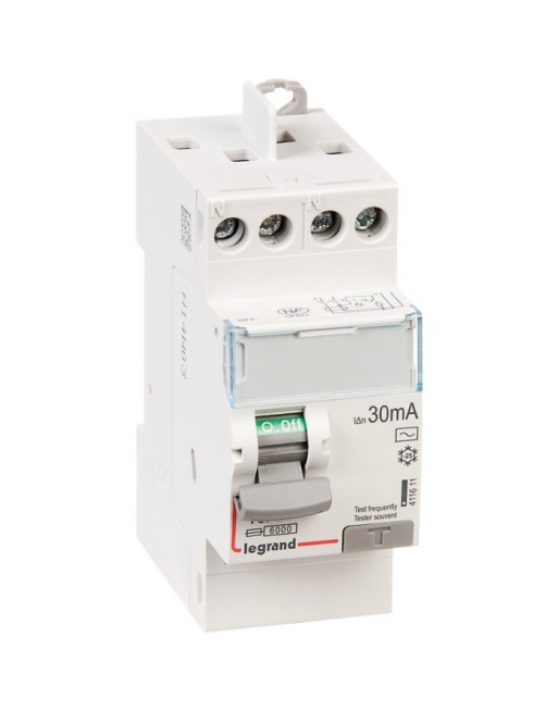 Interrupteur bipolaire DX³ ID - Type AC - 40 A - 2 modules - Connexio vis / vis - Arrivée haut / départ haut - Legrand LEGRAND