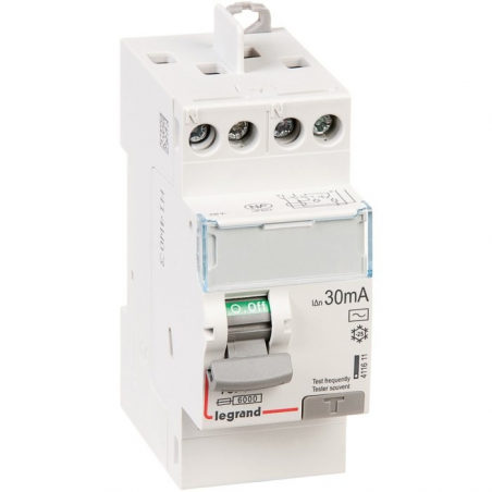 Interrupteur bipolaire DX³ ID - Type AC - 40 A - 2 modules - Connexio vis / vis - Arrivée haut / départ haut - Legrand LEGRAND