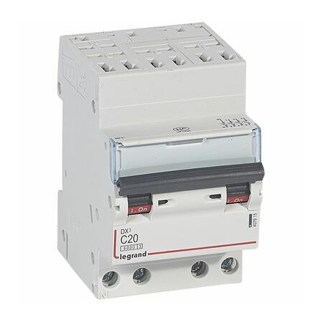 Disjoncteur DX³ 6000 - 10 kA courbe C - 20 A - 3 modules - Connexion auto / vis - Legrand LEGRAND