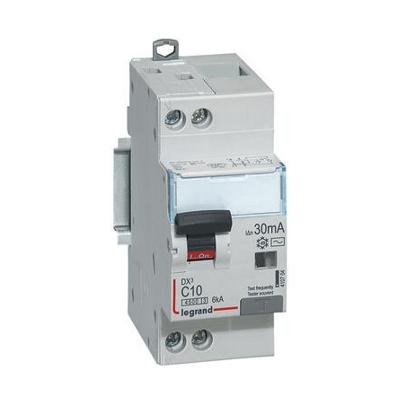 isjoncteur différentiel DX³ 4500 - 6 kA courbe C - Type AC - 10 A - 2 modules - Connexion vis / vis - Legrand LEGRAND