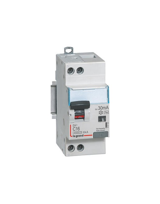 Disjoncteur différentiel DX³ 4500 - 6 kA courbe C - Type AC - 16 A - 2 modules - Connexion vis / vis - Legrand LEGRAND