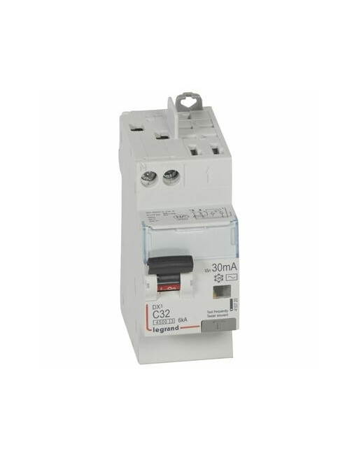 Disjoncteur différentiel DX³ 4500 - 6 kA courbe C - 32 A - Sensibilité 30 mA - 2 modules - Legrand LEGRAND