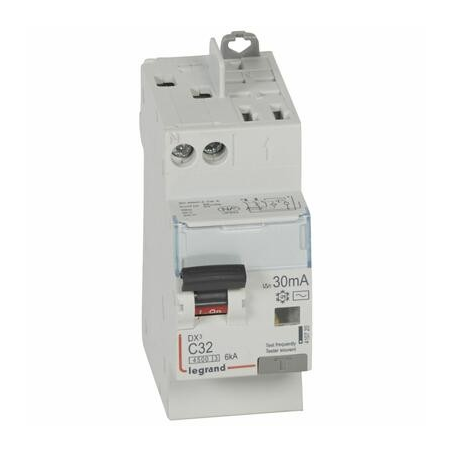 Disjoncteur différentiel DX³ 4500 - 6 kA courbe C - 32 A - Sensibilité 30 mA - 2 modules - Legrand LEGRAND