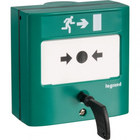 Déclencheur manuel standard pour issues de secours - Legrand - A membrane déformable indicateur mécanique d'état LEGRAND