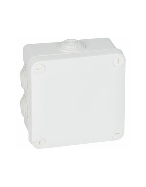 Boîte blanche carrée - 105 mm - 6 embouts - Couvercle vis 1/4 de tour - Plexo - Legrand LEGRAND
