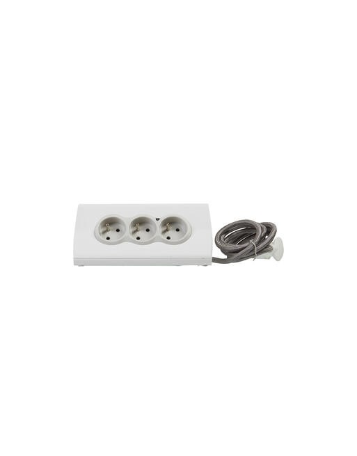 Rallonge multiprise 3 x 2P+T - 2 modules de charge USB type-A - 16 A - Support tablette intégré - Blanc et gris LEGRAND